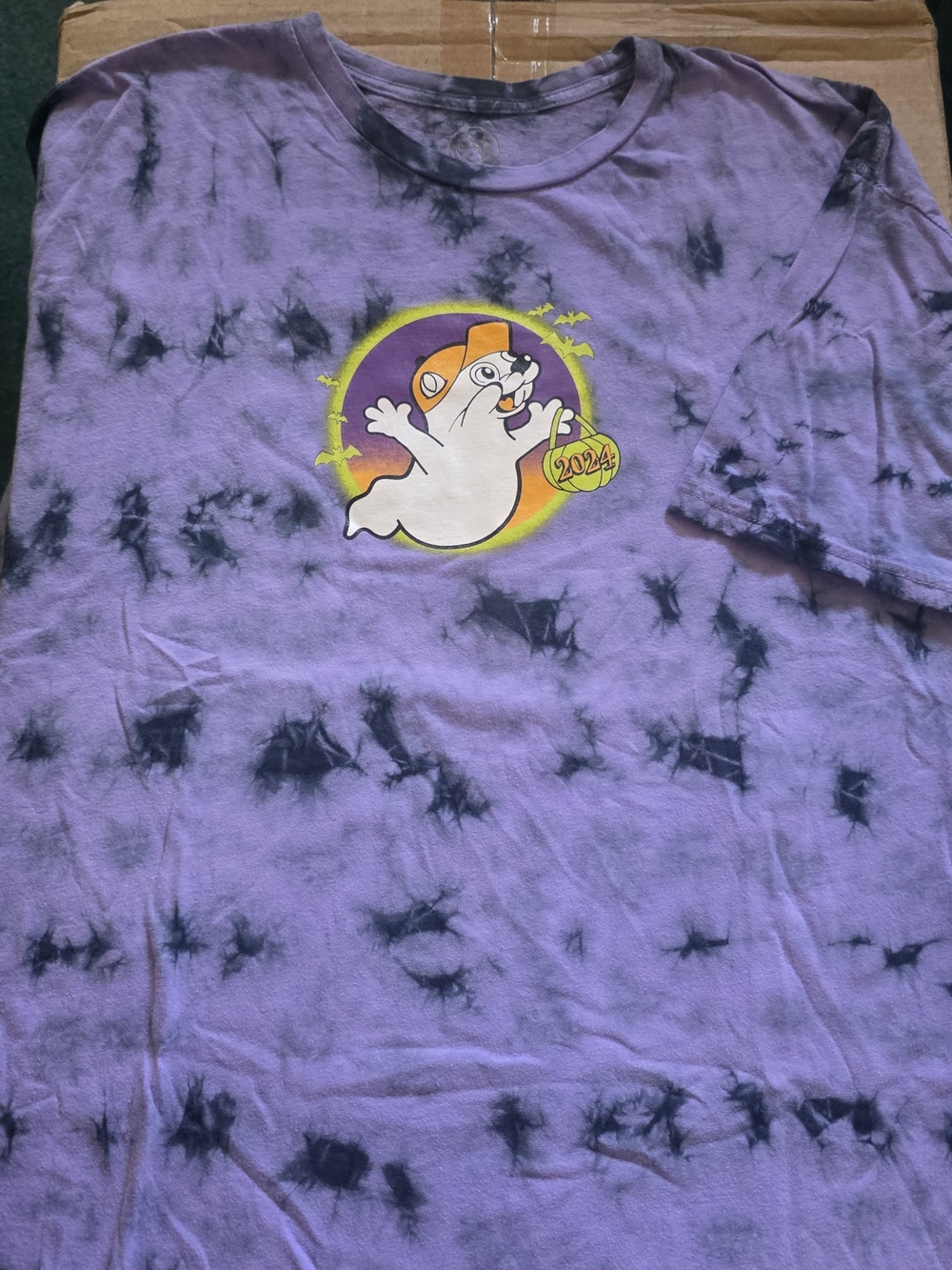 Hey Boo Purple Tie-Dye Short Sleeve Tee with Ghost Graphic